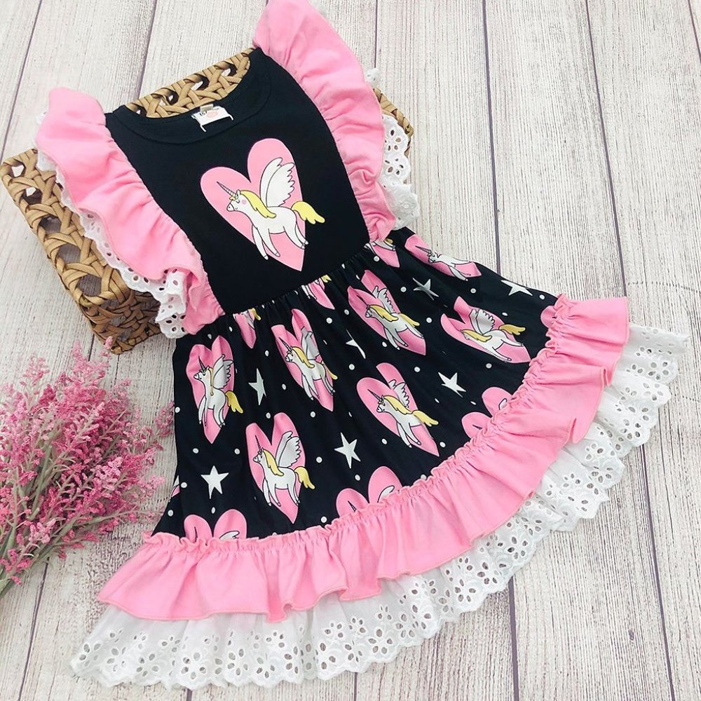 NWT Mia Belle Girls Unicorn flutter sleeve dress